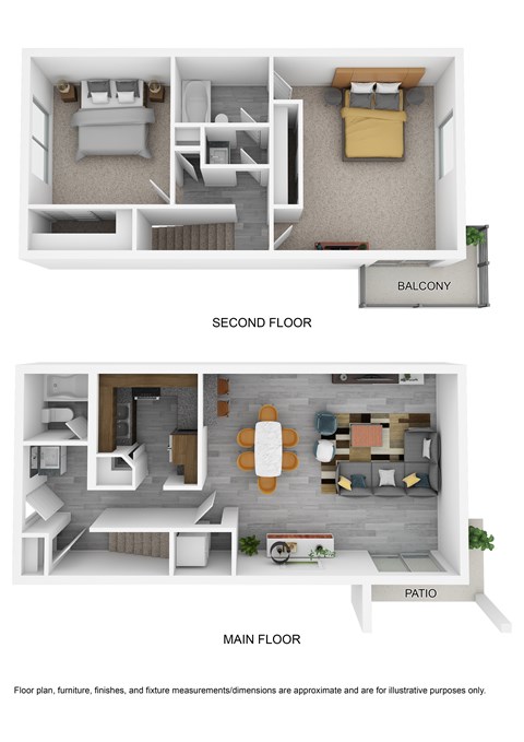 Floor plan for 2 beds, 1.5 baths, 1300 sqft